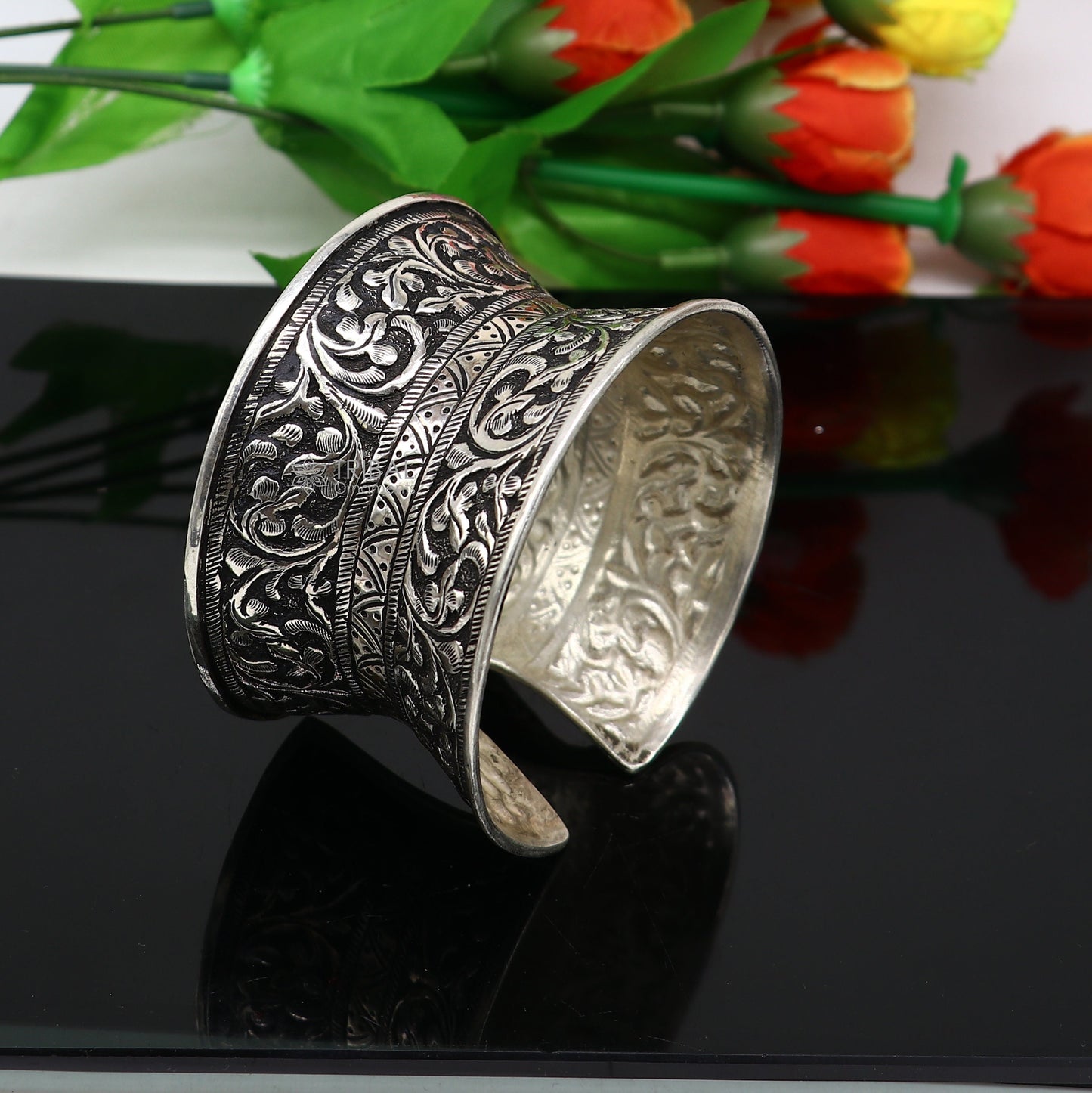 925 sterling silver adjustable tribal cuff bracelet, excellent wedding cuff bangle bracelet Tribal ethnic boho Navratri jewelry cuff190 - TRIBAL ORNAMENTS