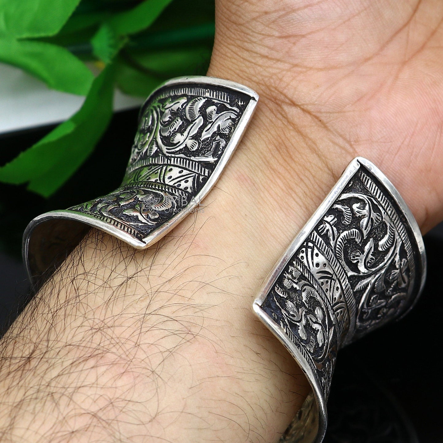 925 sterling silver adjustable tribal cuff bracelet, excellent wedding cuff bangle bracelet Tribal ethnic boho Navratri jewelry cuff190 - TRIBAL ORNAMENTS