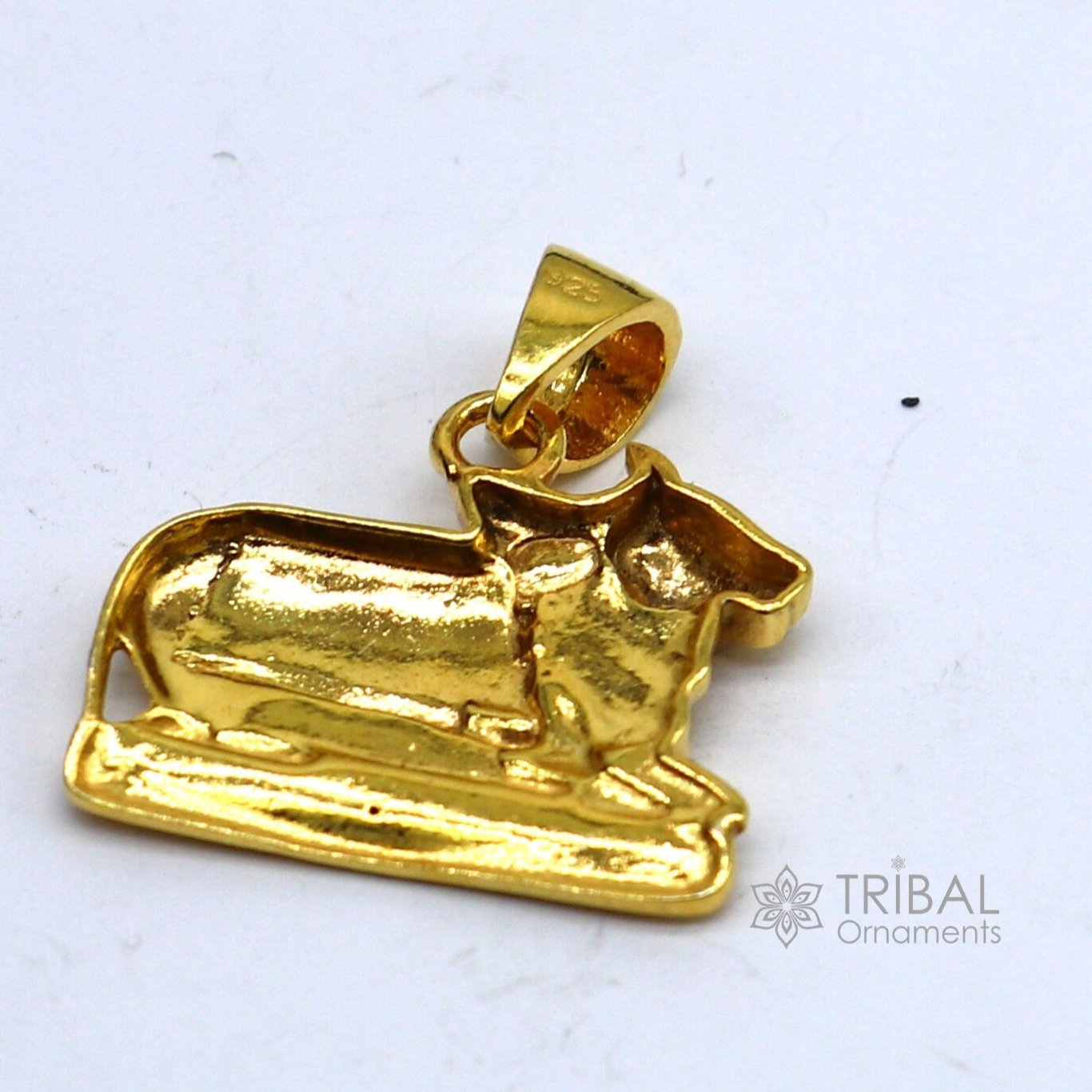 925 sterling silver amazing designer Hindu idol Lord Shiva Nandi Maharaj pendant, excellent gold polished unisex locket pendant nsp612 - TRIBAL ORNAMENTS