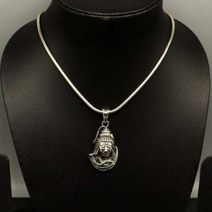925 sterling silver Lord Shiva pendant by TRIBAL ORNAMENTS, detailed Hindu idol design for unisex customized jewelry.