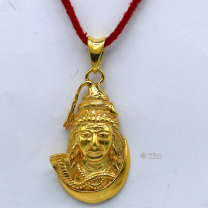 Unisex 925 sterling silver Shiva pendant with gold polish, detailed idol design, customized jewelry from TRIBAL ORNAMENTS.