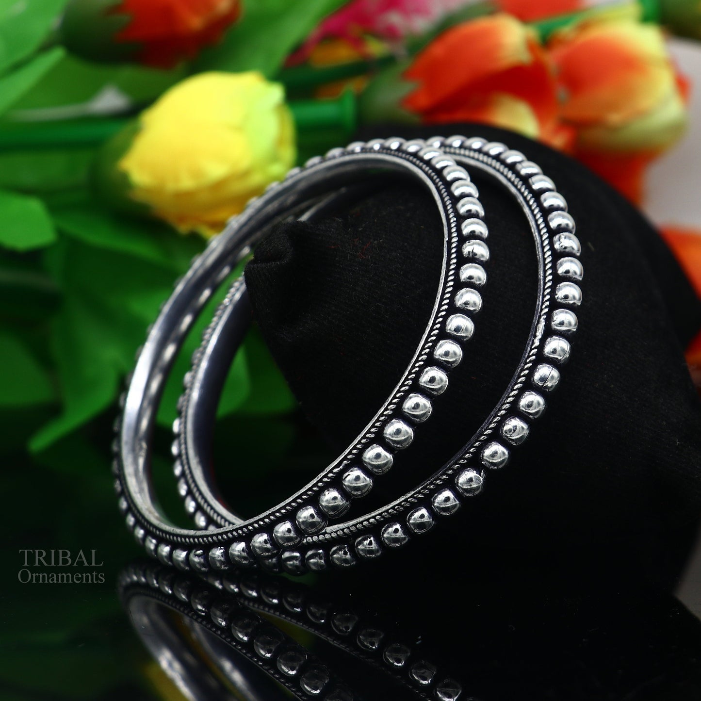 925 sterling silver amazing silver beaded bangle bracelet, excellent custom made oxidized personalized bangle jewelry for belly dance nba273 - TRIBAL ORNAMENTS