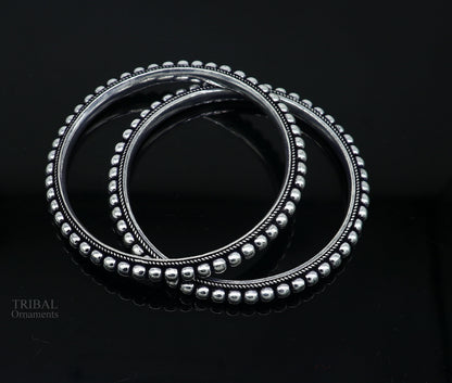 925 sterling silver amazing silver beaded bangle bracelet, excellent custom made oxidized personalized bangle jewelry for belly dance nba273 - TRIBAL ORNAMENTS