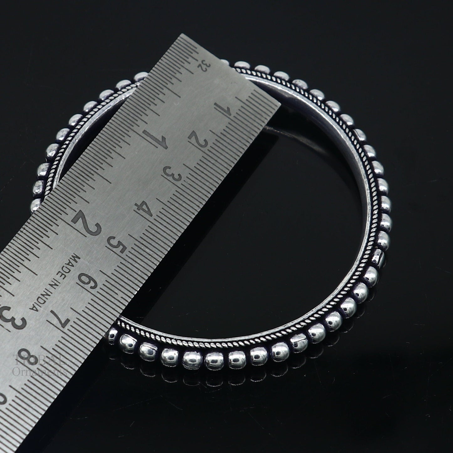 925 sterling silver amazing silver beaded bangle bracelet, excellent custom made oxidized personalized bangle jewelry for belly dance nba273 - TRIBAL ORNAMENTS