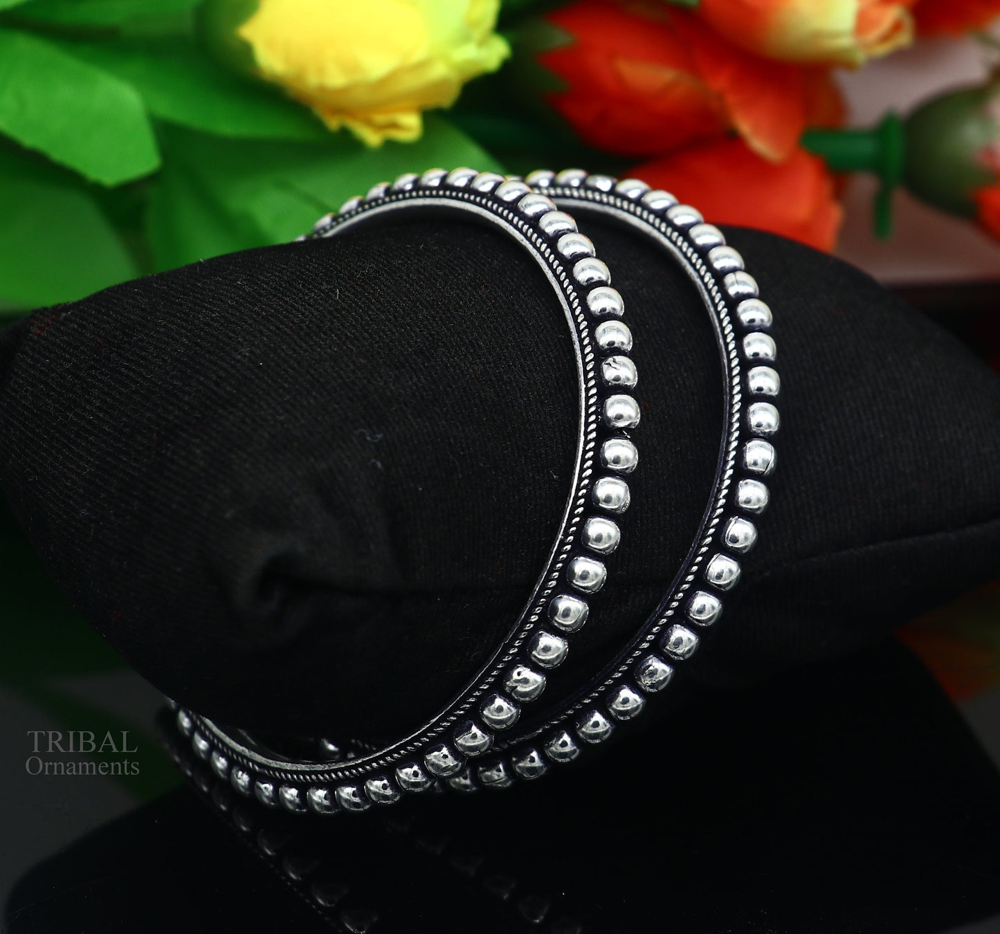 925 sterling silver amazing silver beaded bangle bracelet, excellent custom made oxidized personalized bangle jewelry for belly dance nba273 - TRIBAL ORNAMENTS