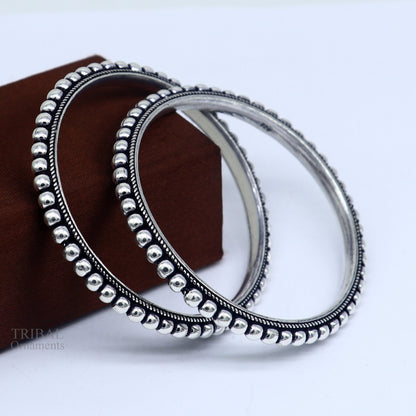 925 sterling silver amazing silver beaded bangle bracelet, excellent custom made oxidized personalized bangle jewelry for belly dance nba273 - TRIBAL ORNAMENTS