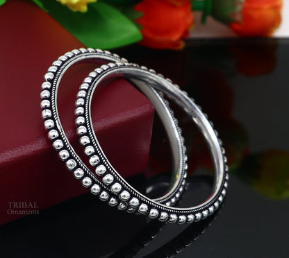 925 sterling silver amazing Waved style beaded bangle bracelet, excellent custom made oxidized personalized bangles for belly dance nba275 - TRIBAL ORNAMENTS