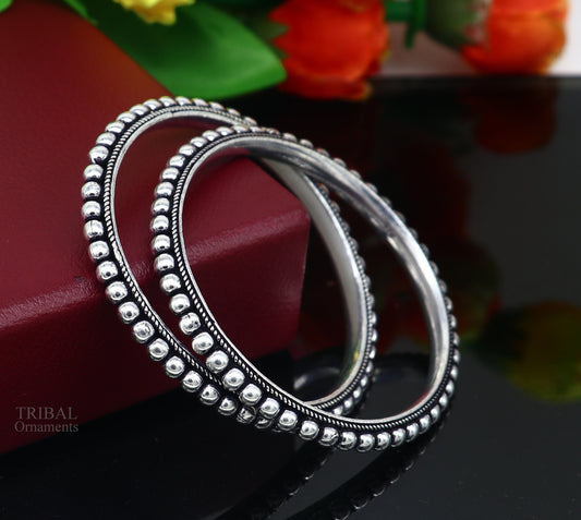 925 sterling silver amazing Waved style beaded bangle bracelet, excellent custom made oxidized personalized bangles for belly dance nba275 - TRIBAL ORNAMENTS