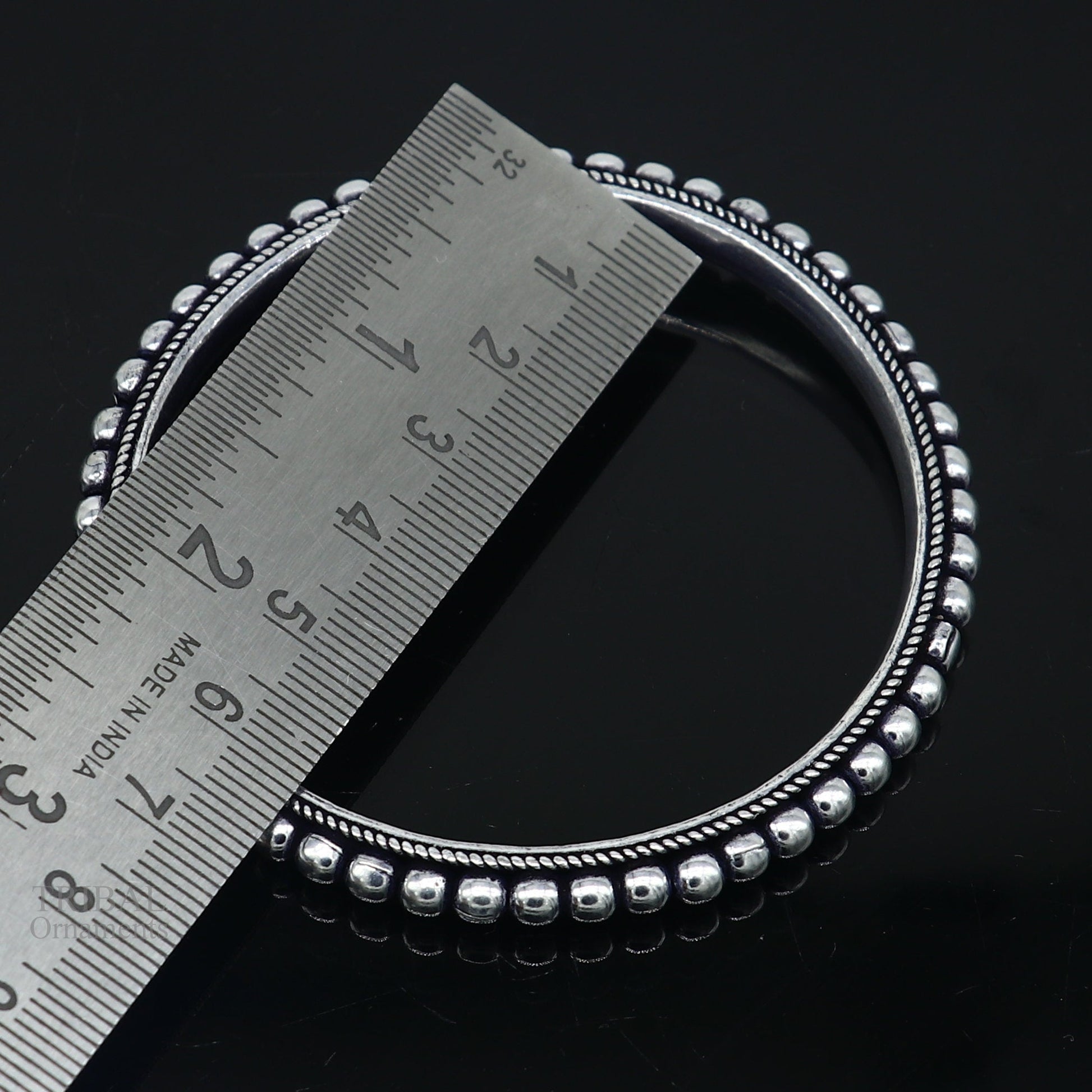 925 sterling silver amazing Waved style beaded bangle bracelet, excellent custom made oxidized personalized bangles for belly dance nba275 - TRIBAL ORNAMENTS