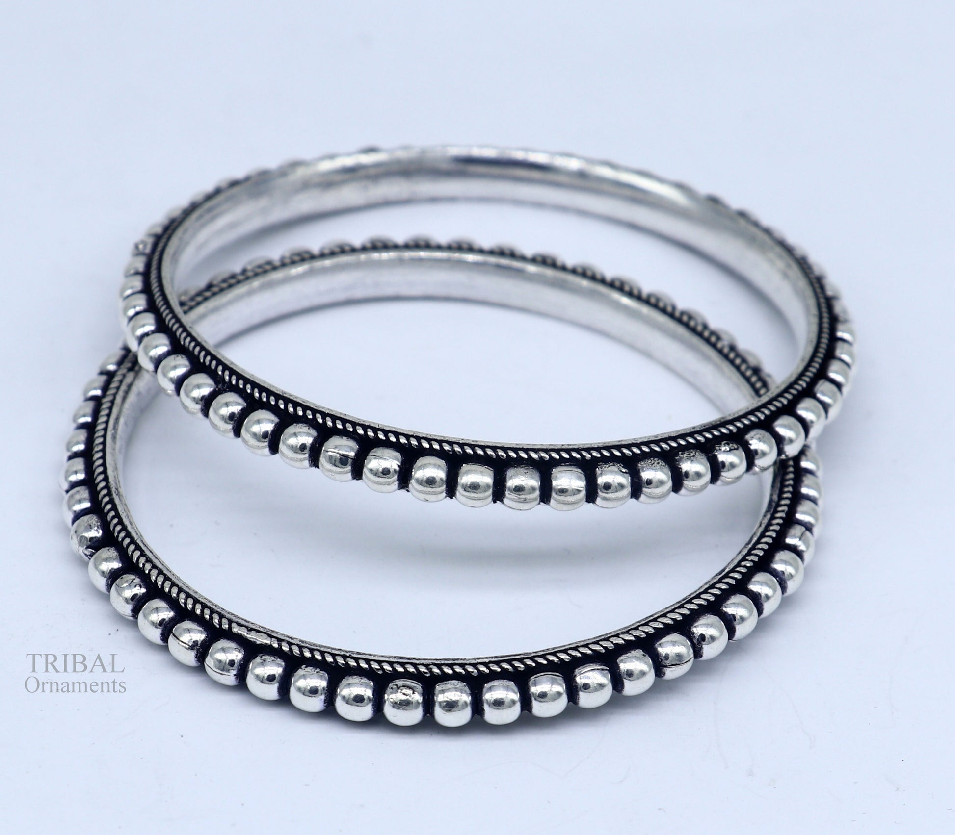925 sterling silver amazing Waved style beaded bangle bracelet, excellent custom made oxidized personalized bangles for belly dance nba275 - TRIBAL ORNAMENTS