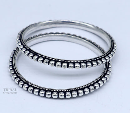 925 sterling silver amazing Waved style beaded bangle bracelet, excellent custom made oxidized personalized bangles for belly dance nba275 - TRIBAL ORNAMENTS