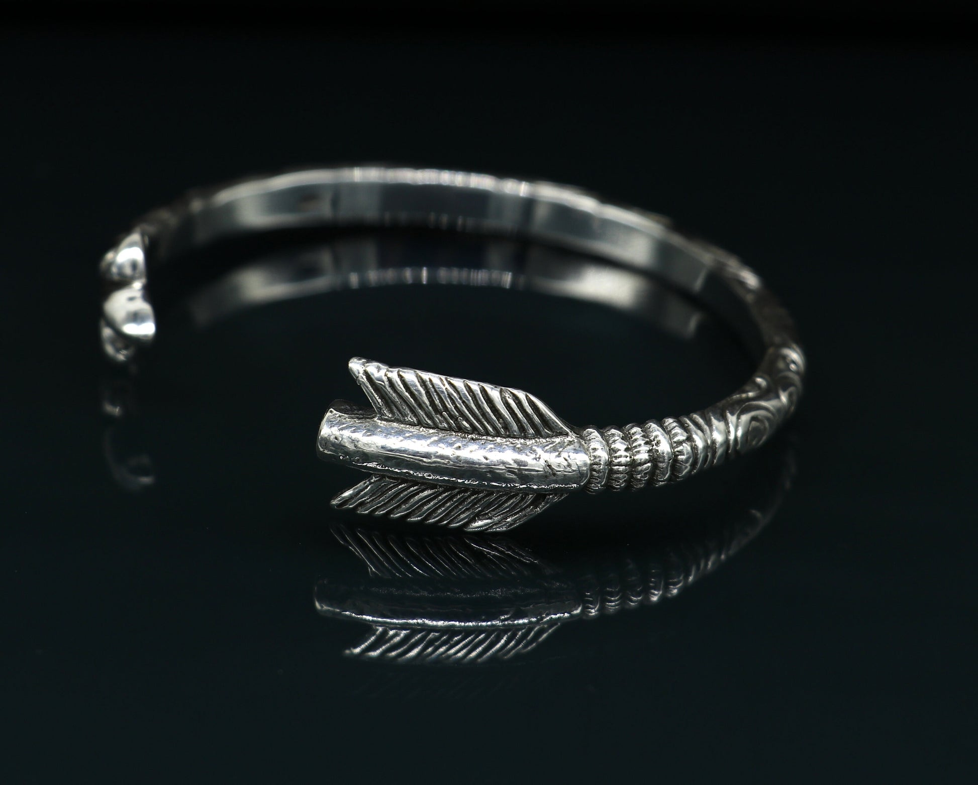925 sterling silver Arrow style designer bangle bracelet kada, excellent personalized gifting adjustable fancy bangle men's or girls cuff69 - TRIBAL ORNAMENTS
