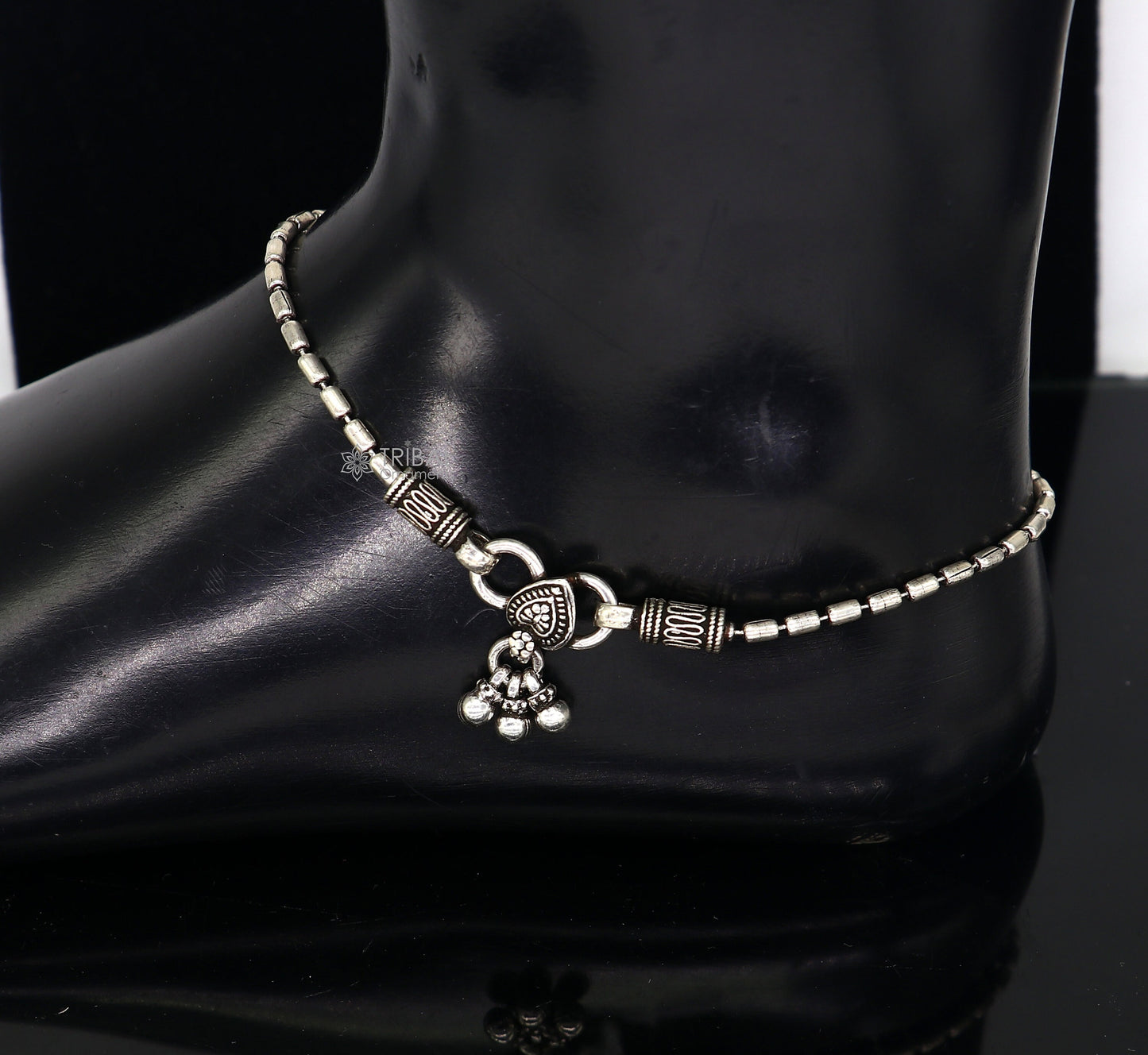 925 sterling silver beaded/ball chain anklet bracelet amazing light weight functional fancy anklets belly dance silver jewelry ank584 - TRIBAL ORNAMENTS