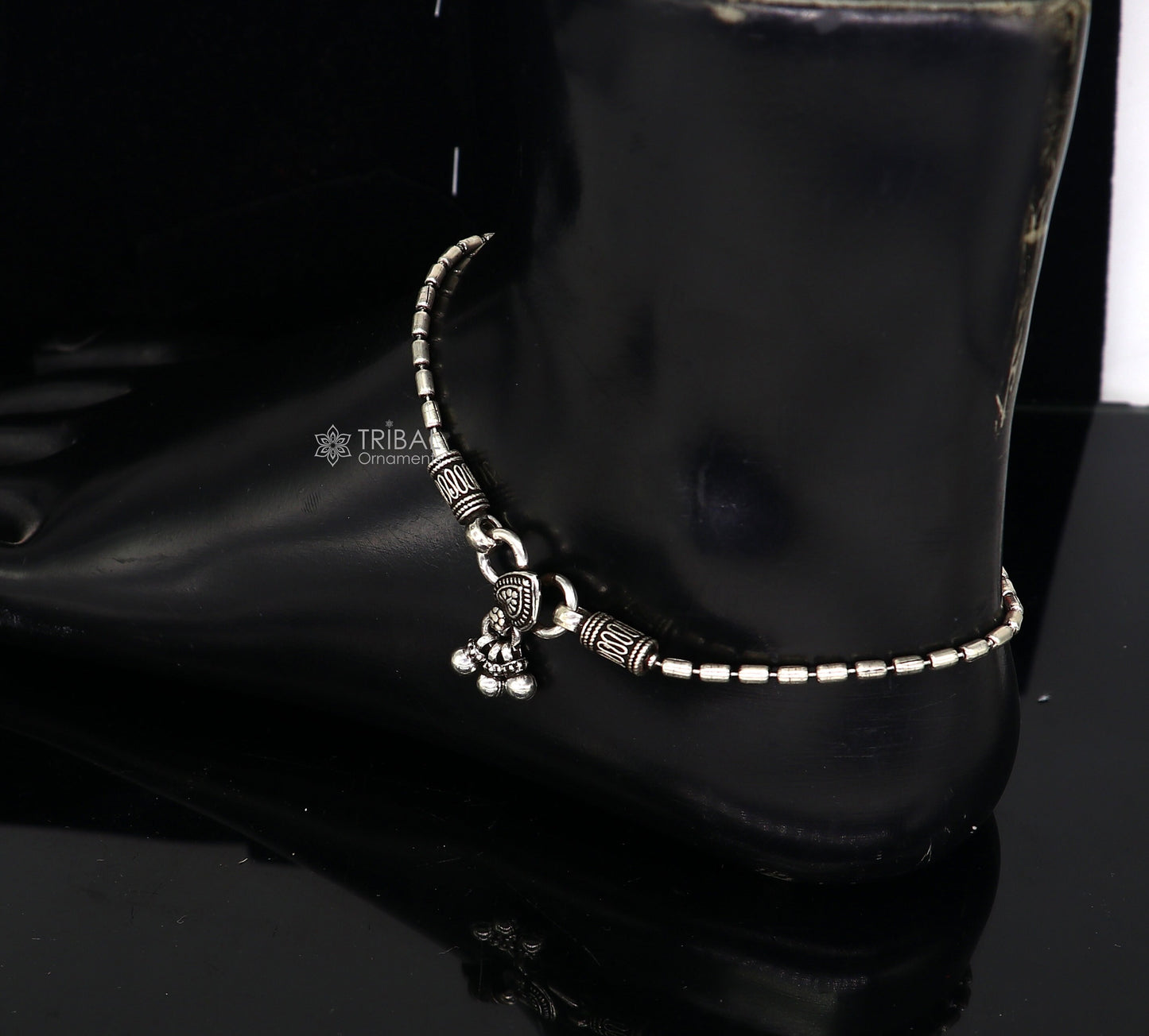 925 sterling silver beaded/ball chain anklet bracelet amazing light weight functional fancy anklets belly dance silver jewelry ank584 - TRIBAL ORNAMENTS