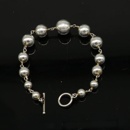 Sterling silver beaded customized bracelet by TRIBAL ORNAMENTS, unisex stylish jewelry ideal for gifting or belly dance accessories.