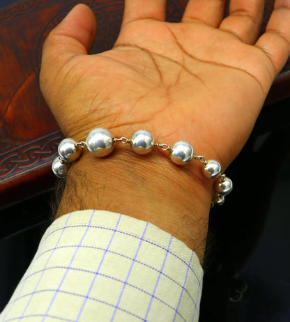 Sterling silver beaded customized bracelet by TRIBAL ORNAMENTS, unisex stylish jewelry for gifting or belly dance accessories.