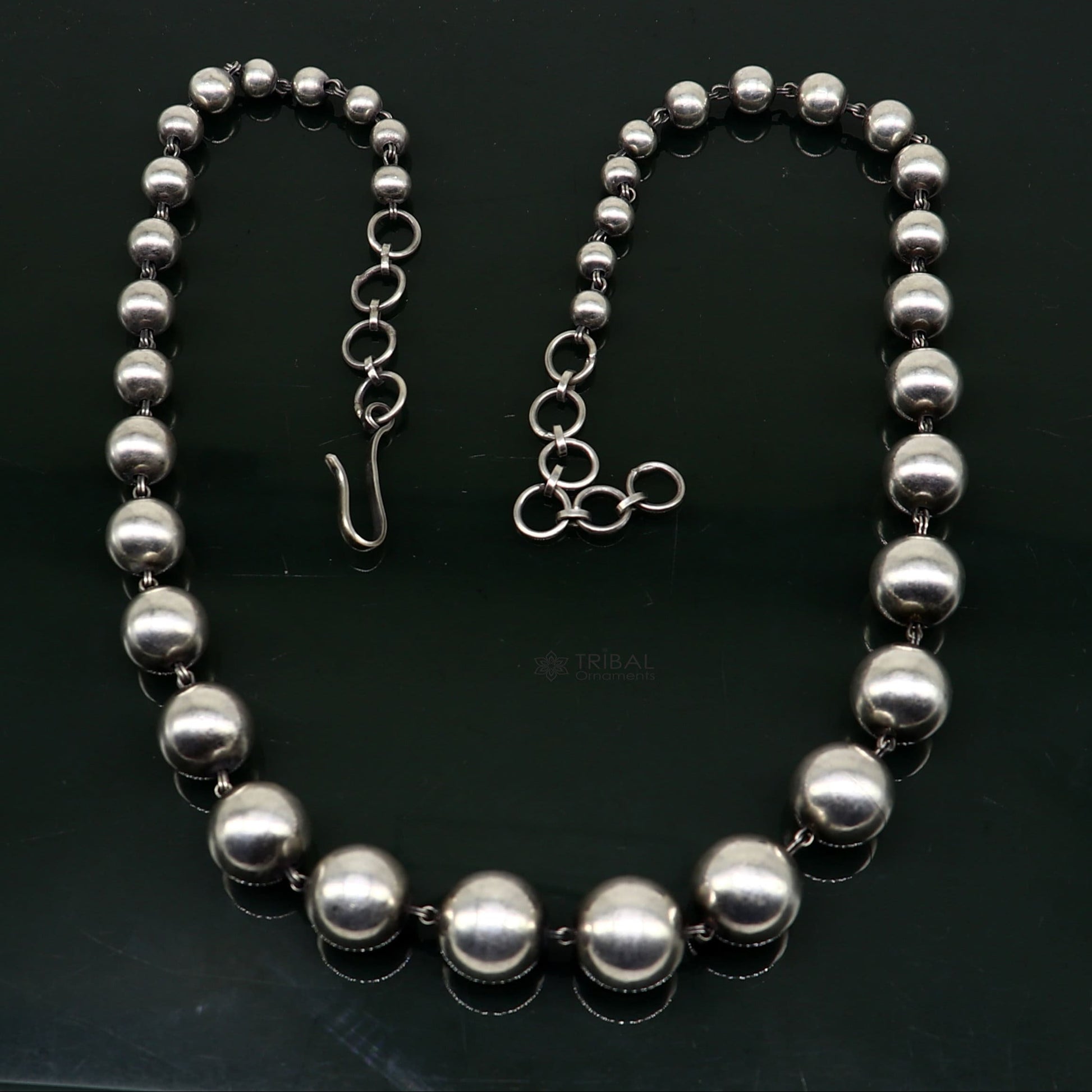 925 sterling silver beaded necklace, excellent brides classical gifting wedding anniversary functional chain necklace tribal jewelry set627 - TRIBAL ORNAMENTS