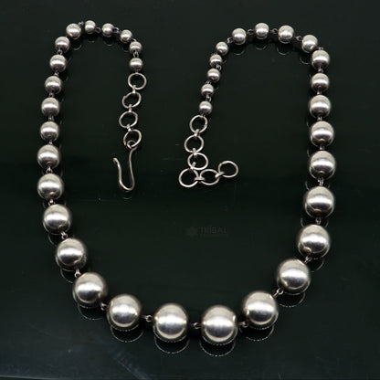 925 sterling silver beaded necklace by Tribal Ornaments, featuring a classic design ideal for brides, weddings, and anniversaries.