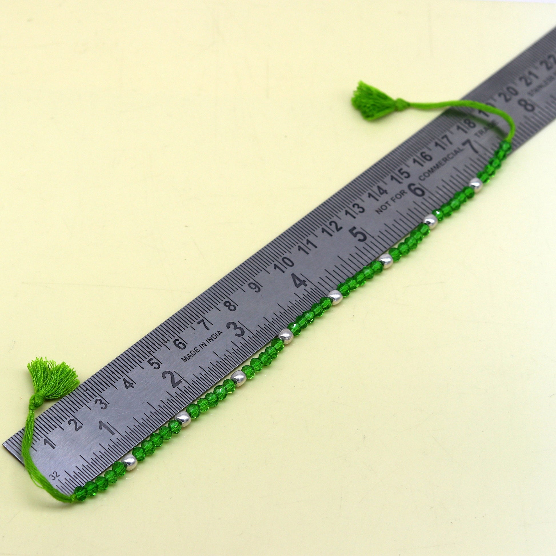 925 sterling silver beads and semi precious green stone thread anklets, custom made ankle bracelet, pretty gift modern beaded jewelry ank248 - TRIBAL ORNAMENTS