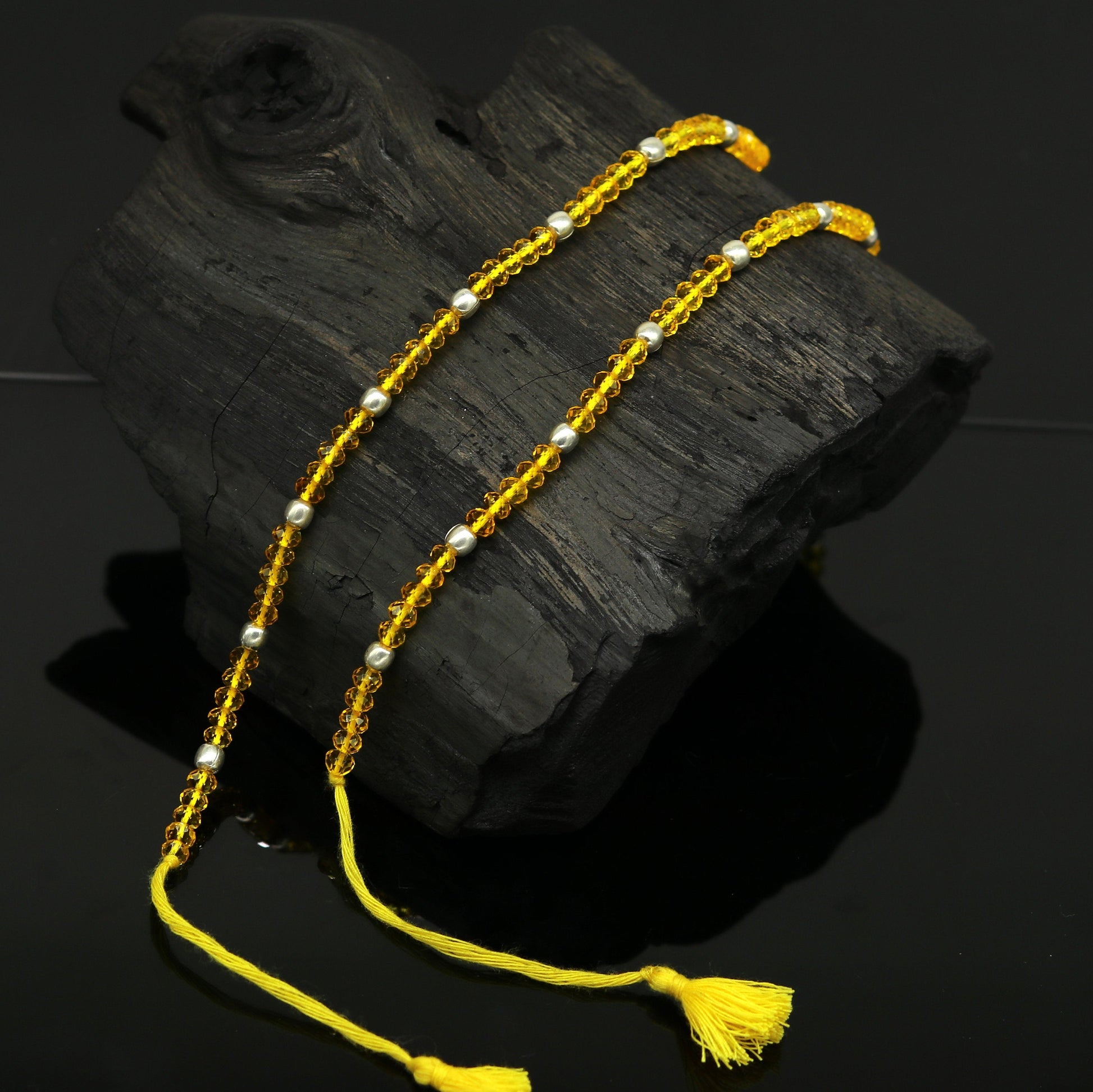 925 sterling silver beads and semi precious stone thread anklets, exclusive custom made ankle bracelet, modern fashion beaded jewelry ank247 - TRIBAL ORNAMENTS