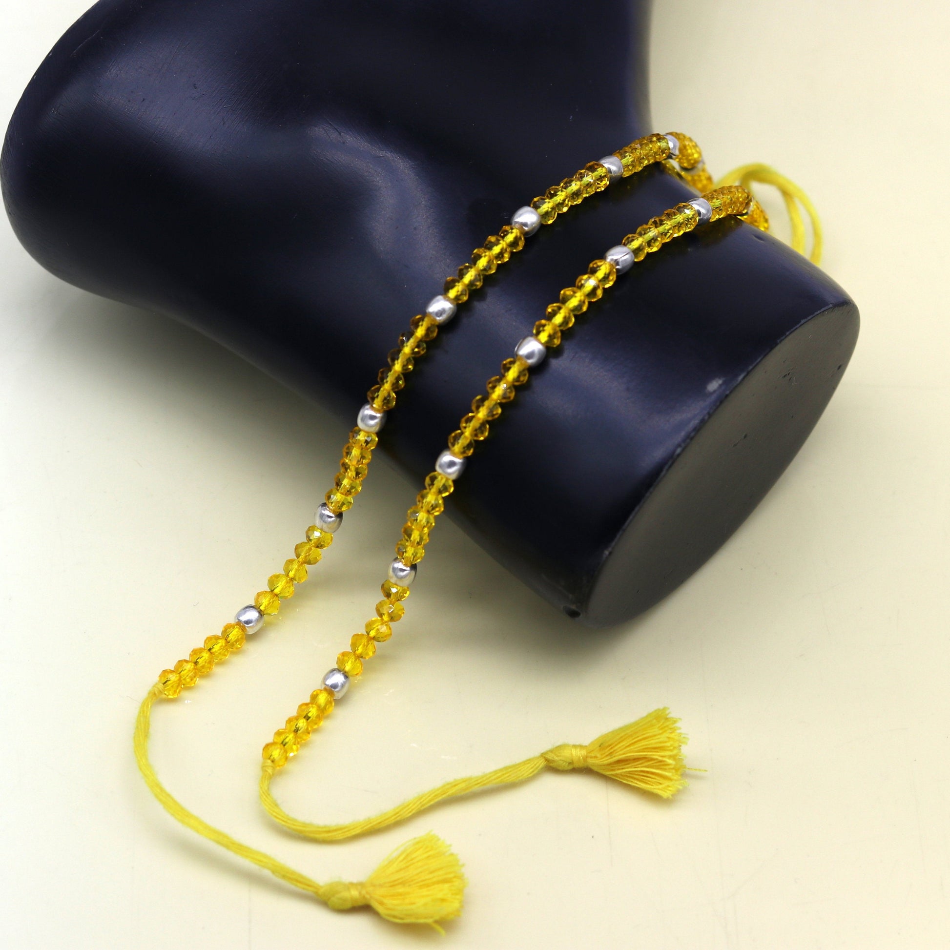 925 sterling silver beads and semi precious stone thread anklets, exclusive custom made ankle bracelet, modern fashion beaded jewelry ank247 - TRIBAL ORNAMENTS