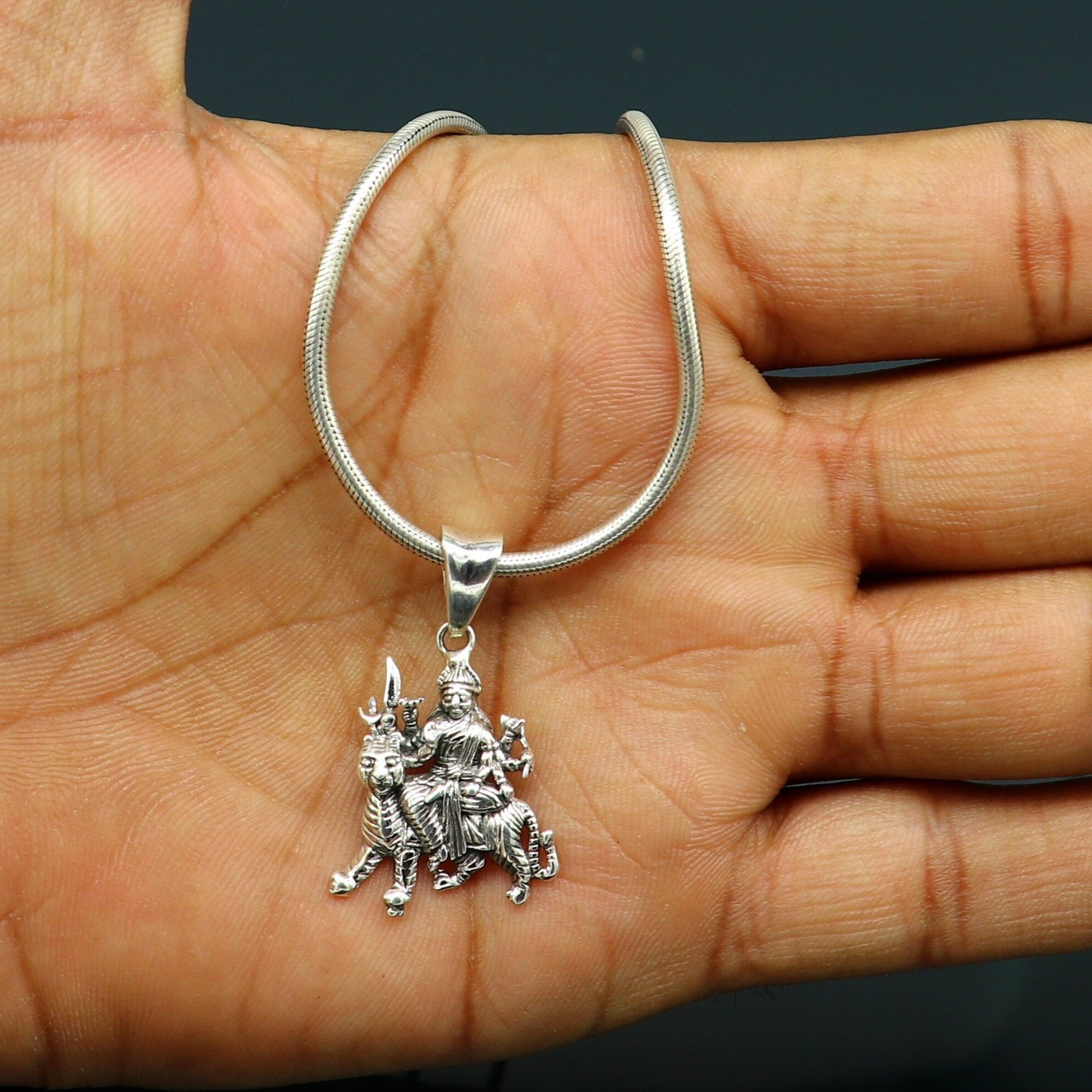 925 sterling silver blessing Goddess bhawani/ Durga maa pendant, amazing unisex pendant locket personalized jewelry tribal jewelry ssp442 - TRIBAL ORNAMENTS