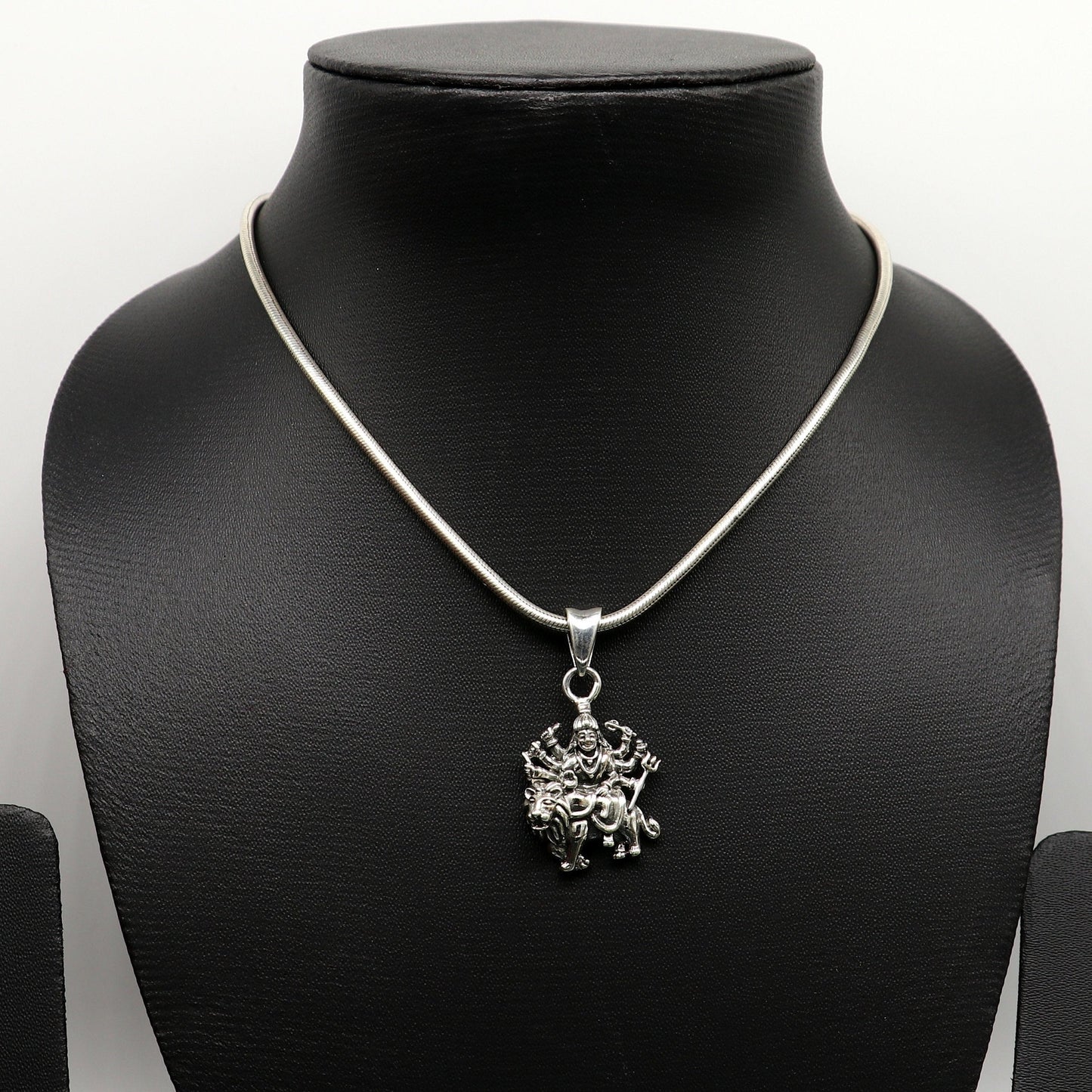 Sterling silver Goddess Bhawani Durga Maa pendant, tribal unisex jewelry with intricate design, personalized and handcrafted by Tribal Ornaments.