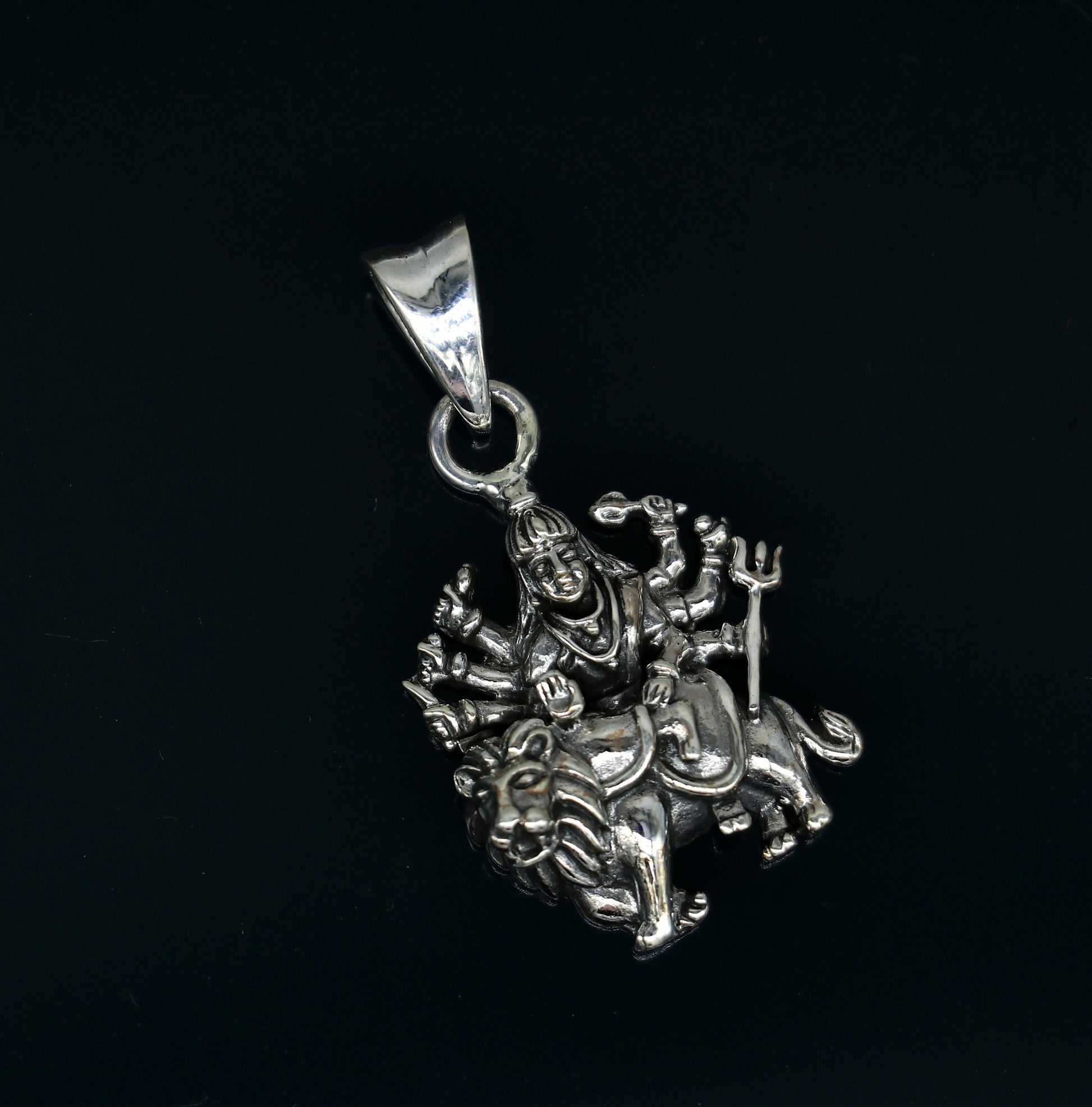 925 sterling silver Goddess Bhawani Durga Maa pendant, unisex tribal jewelry locket, personalized religious jewelry by TRIBAL ORNAMENTS