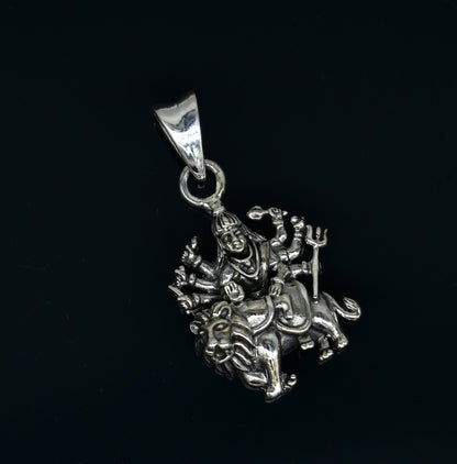 925 sterling silver Goddess Bhawani Durga Maa pendant, unisex tribal jewelry locket, personalized religious jewelry by TRIBAL ORNAMENTS