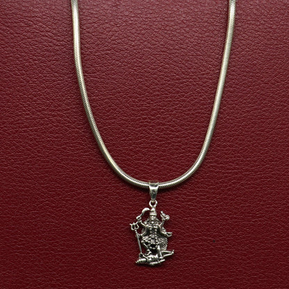 925 sterling silver Goddess Kalika Maa pendant, unisex tribal jewelry featuring Kali Ma design, personalized religious jewelry.