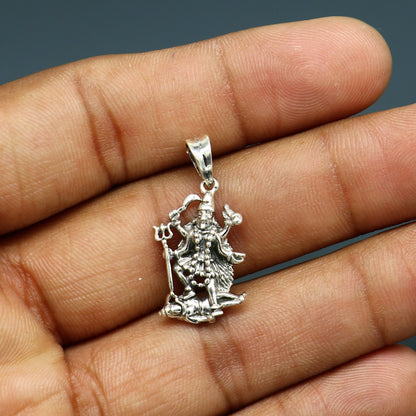 925 sterling silver Goddess Kalika Maa pendant, unisex tribal jewelry featuring detailed Kali Ma design by TRIBAL ORNAMENTS