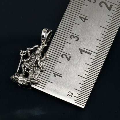 Sterling silver Goddess Kali Maa pendant by TRIBAL ORNAMENTS, unisex personalized tribal jewelry featuring Kalika Maa design.