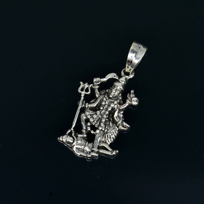 925 sterling silver Goddess Kalika Maa pendant, unisex tribal jewelry featuring a detailed Kali Ma design.