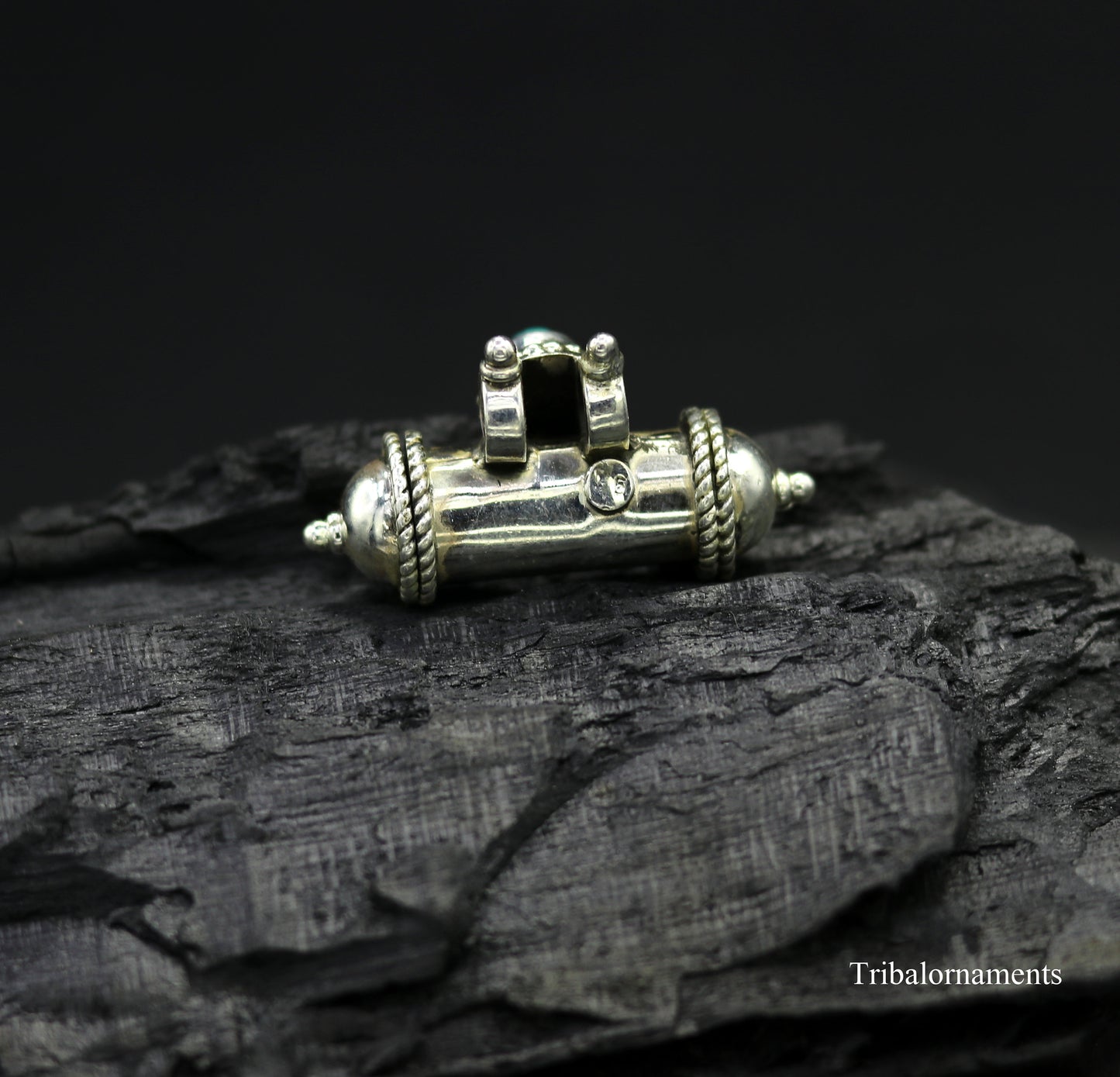 925 sterling silver handmade gorgeous blue turquoise stone handmade box amulet pendant, container pendant unisex jewelry india nsp389 - TRIBAL ORNAMENTS