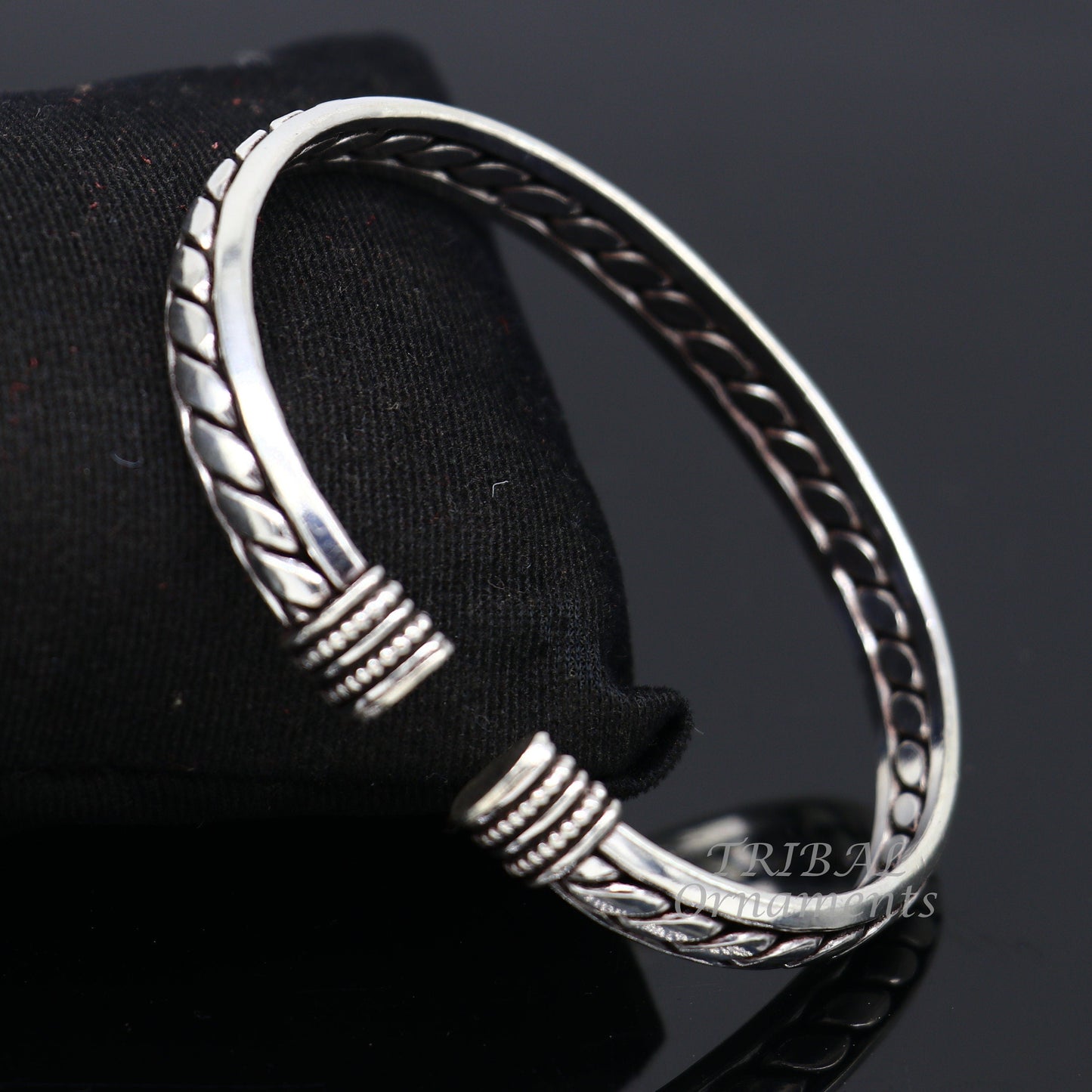 925 sterling silver bright cuff bangle bracelet kada, gorgeous open face adjustable bracelet unisex Indian stylish jewelry cuff122 - TRIBAL ORNAMENTS