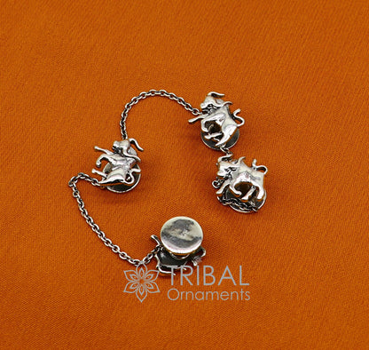 925 Sterling Silver bull design set of 4 kurta Buttons for Fashion Perfection, silver cufflinks, cultural trendy jewelry btn35 - TRIBAL ORNAMENTS