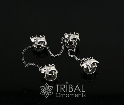 925 Sterling Silver bull design set of 4 kurta Buttons for Fashion Perfection, silver cufflinks, cultural trendy jewelry btn35 - TRIBAL ORNAMENTS