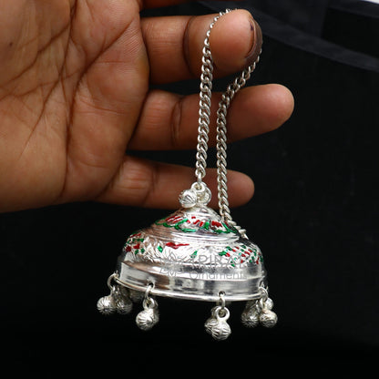 925 sterling Silver chatter/chatar, silver umbrella god temple art, Silver chandelier for temple Puja worshipping utensils su1119 - TRIBAL ORNAMENTS