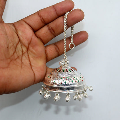 925 sterling Silver chatter/chatar, silver umbrella god temple art, Silver chandelier for temple Puja worshipping utensils su1120 - TRIBAL ORNAMENTS