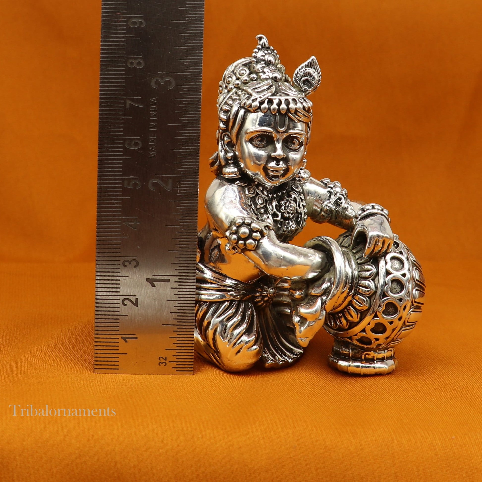 925 sterling silver crawling krishna, baby Krishna, Makhan Gopala,Laddu Gopal, child Krishna, God krishna statue for puja worshipping art222 - TRIBAL ORNAMENTS