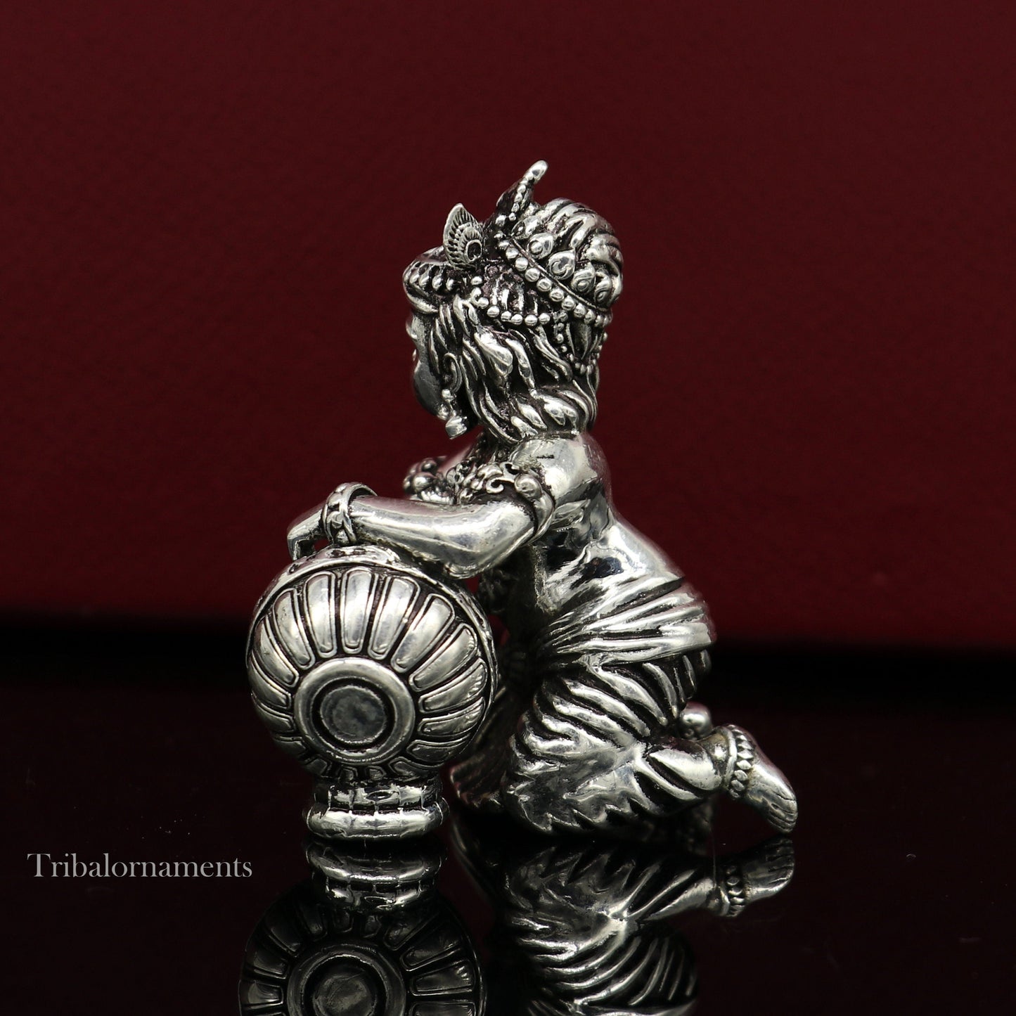 925 sterling silver crawling krishna, baby Krishna, Makkhan Gopala,Laddu Gopal, child Krishna, God krishna statue puja worshipping art223 - TRIBAL ORNAMENTS