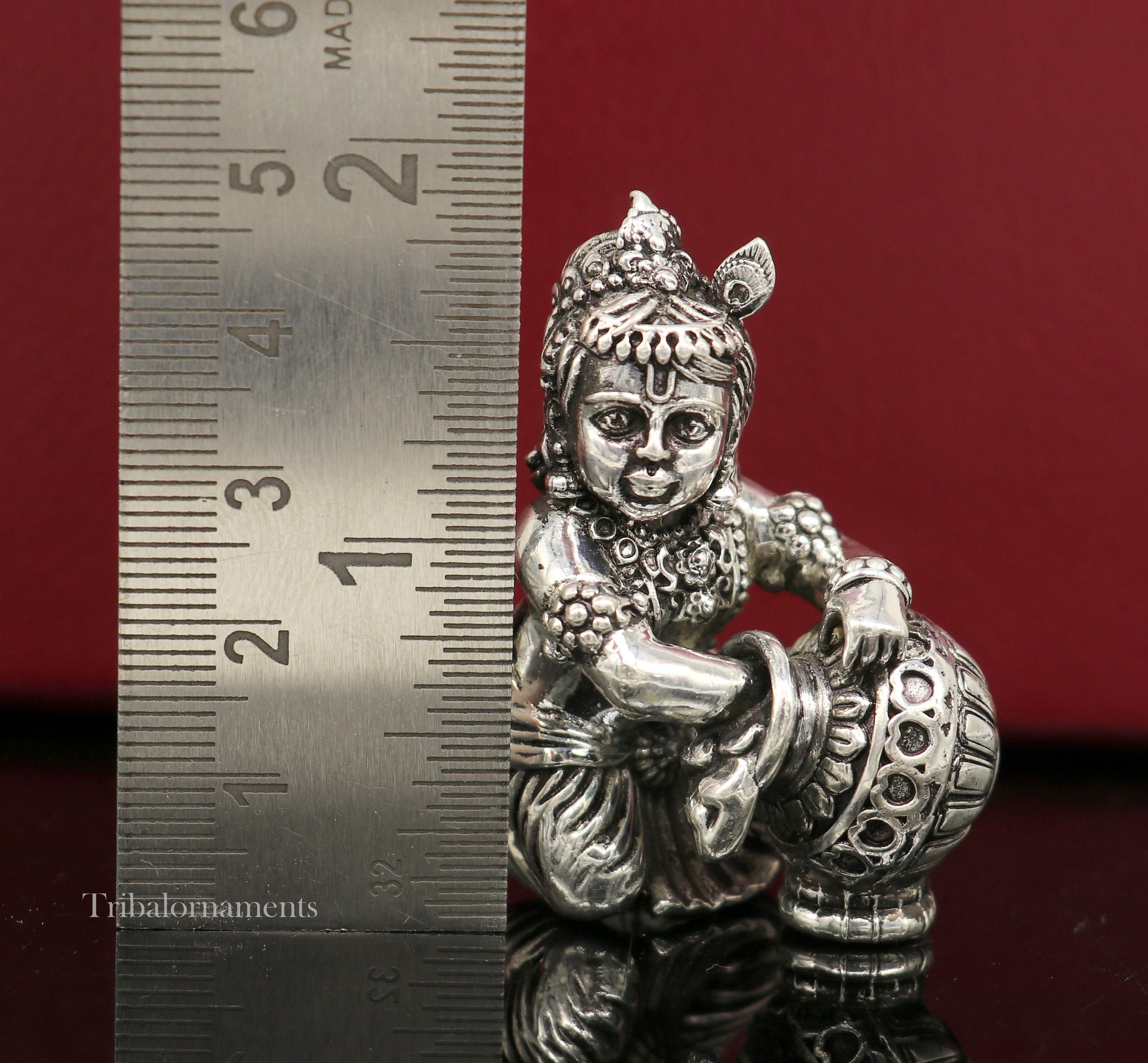 925 sterling silver crawling krishna, baby Krishna, Makkhan Gopala,Laddu Gopal, child Krishna, God krishna statue puja worshipping art223 - TRIBAL ORNAMENTS