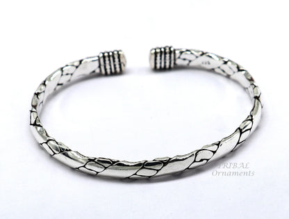 925 sterling silver cuff bracelet kada, amazing unisex vintage style handmade daily use ethnic bangles  kada cuff131 - TRIBAL ORNAMENTS