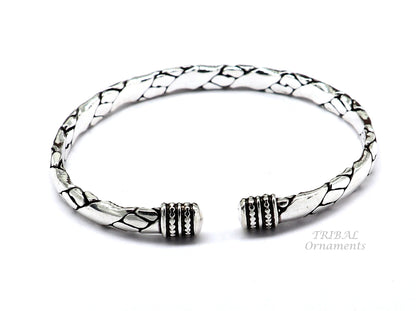 925 sterling silver cuff bracelet kada, amazing unisex vintage style handmade daily use ethnic bangles  kada cuff131 - TRIBAL ORNAMENTS