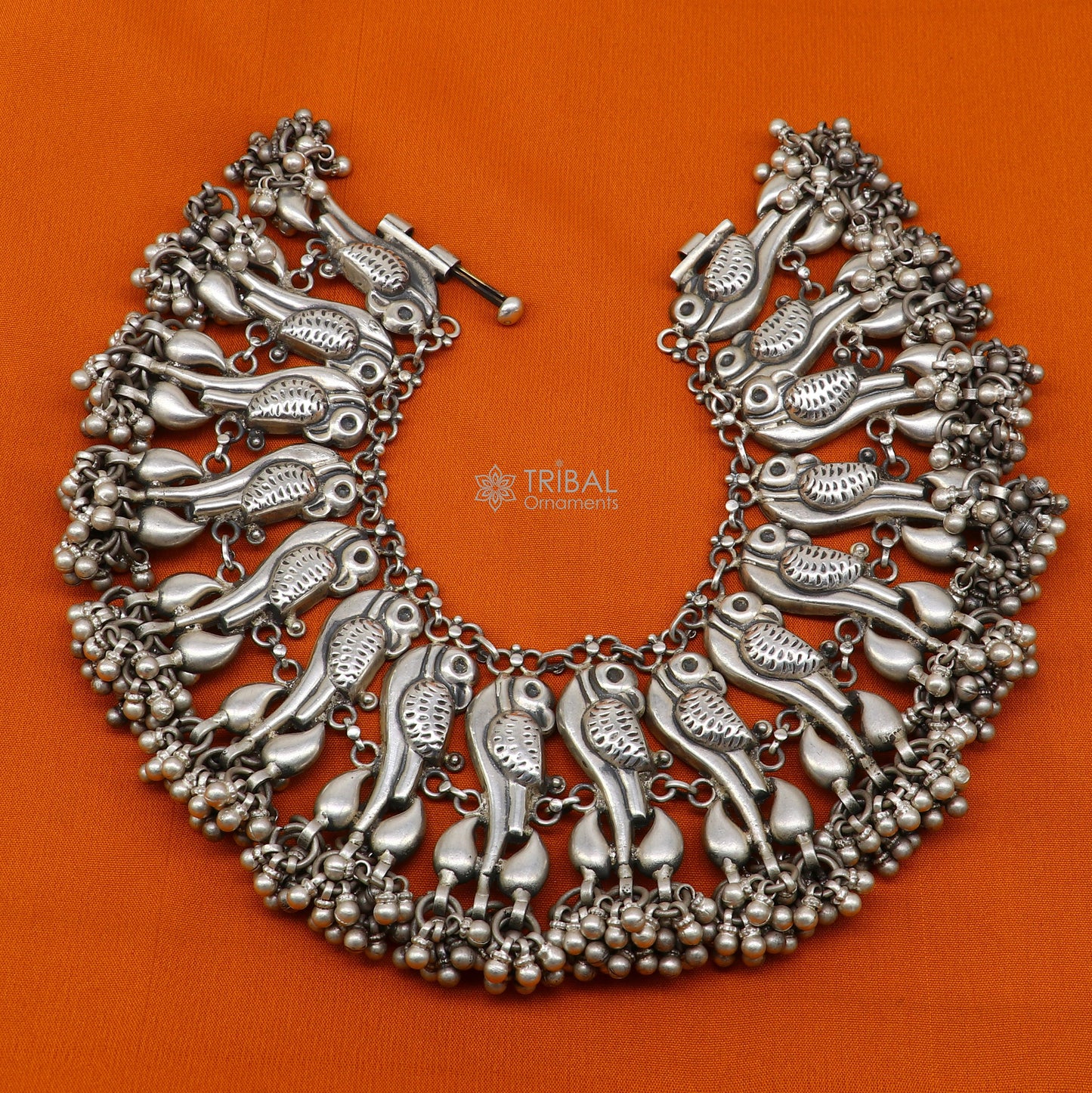 925 Sterling silver cultural stylish Vintage handmade peacock design belly dance anklets bracelet indian tribal ethnic jewelry ank540 - TRIBAL ORNAMENTS