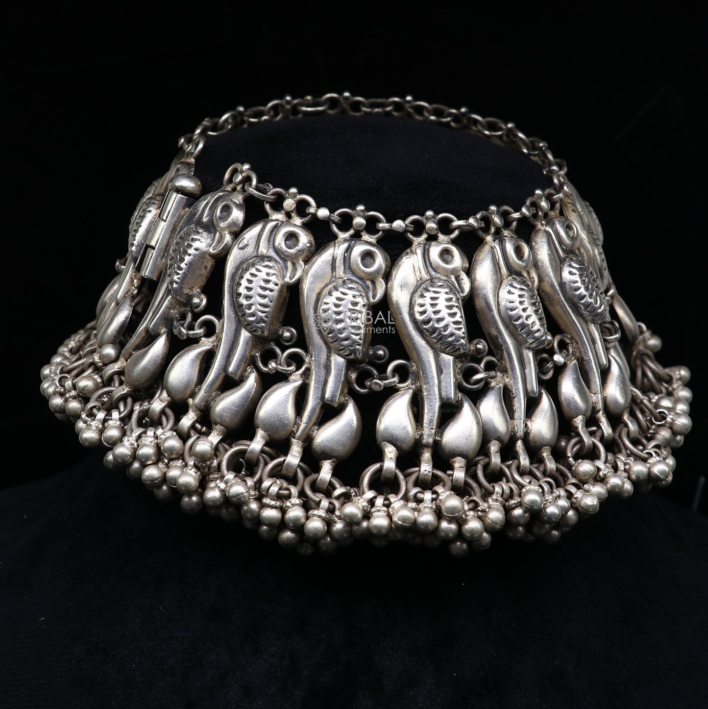 925 Sterling silver cultural stylish Vintage handmade peacock design belly dance anklets bracelet indian tribal ethnic jewelry ank540 - TRIBAL ORNAMENTS