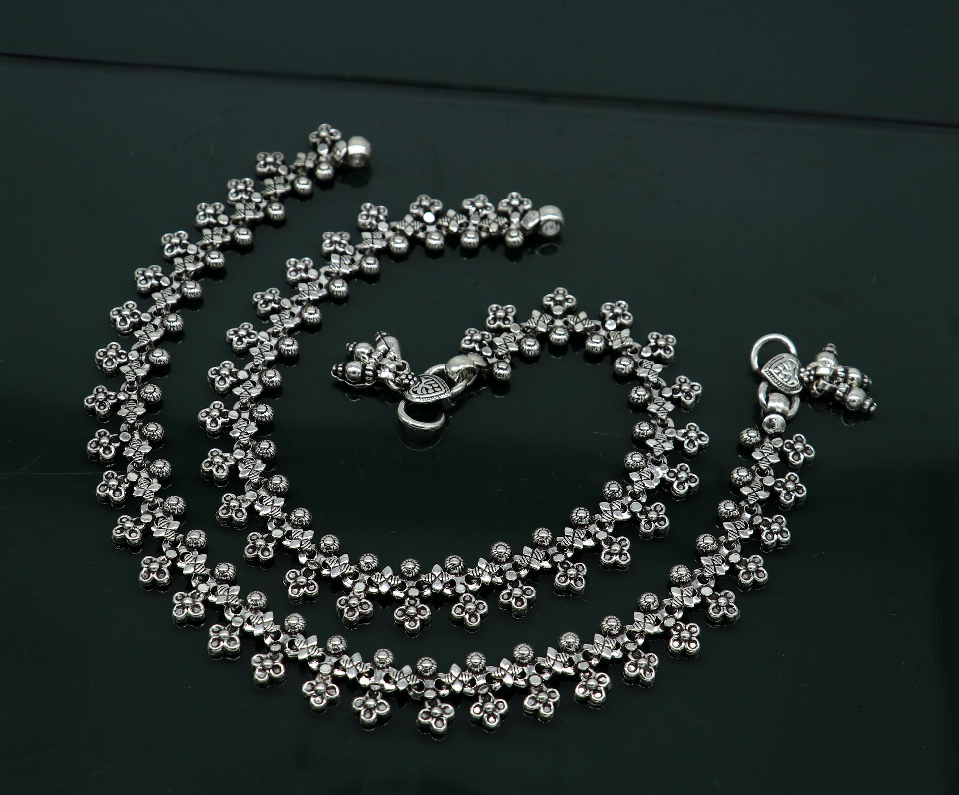 925 sterling silver custom made anklets, best anklets bracelet, foot bracelet, belly dance jewelry, elegant tribal ethnic anklets nank289 - TRIBAL ORNAMENTS