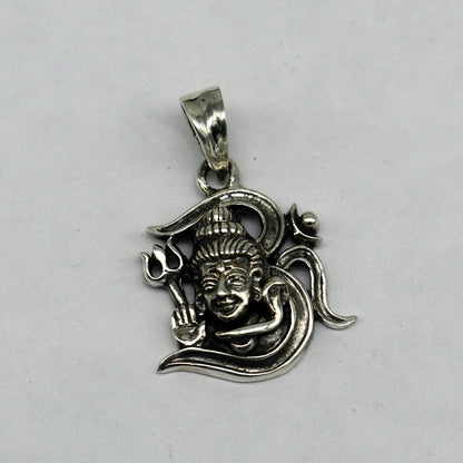 Sterling silver Lord Shiva pendant by TRIBAL ORNAMENTS featuring vintage antique design, unisex jewelry, perfect for gifting.