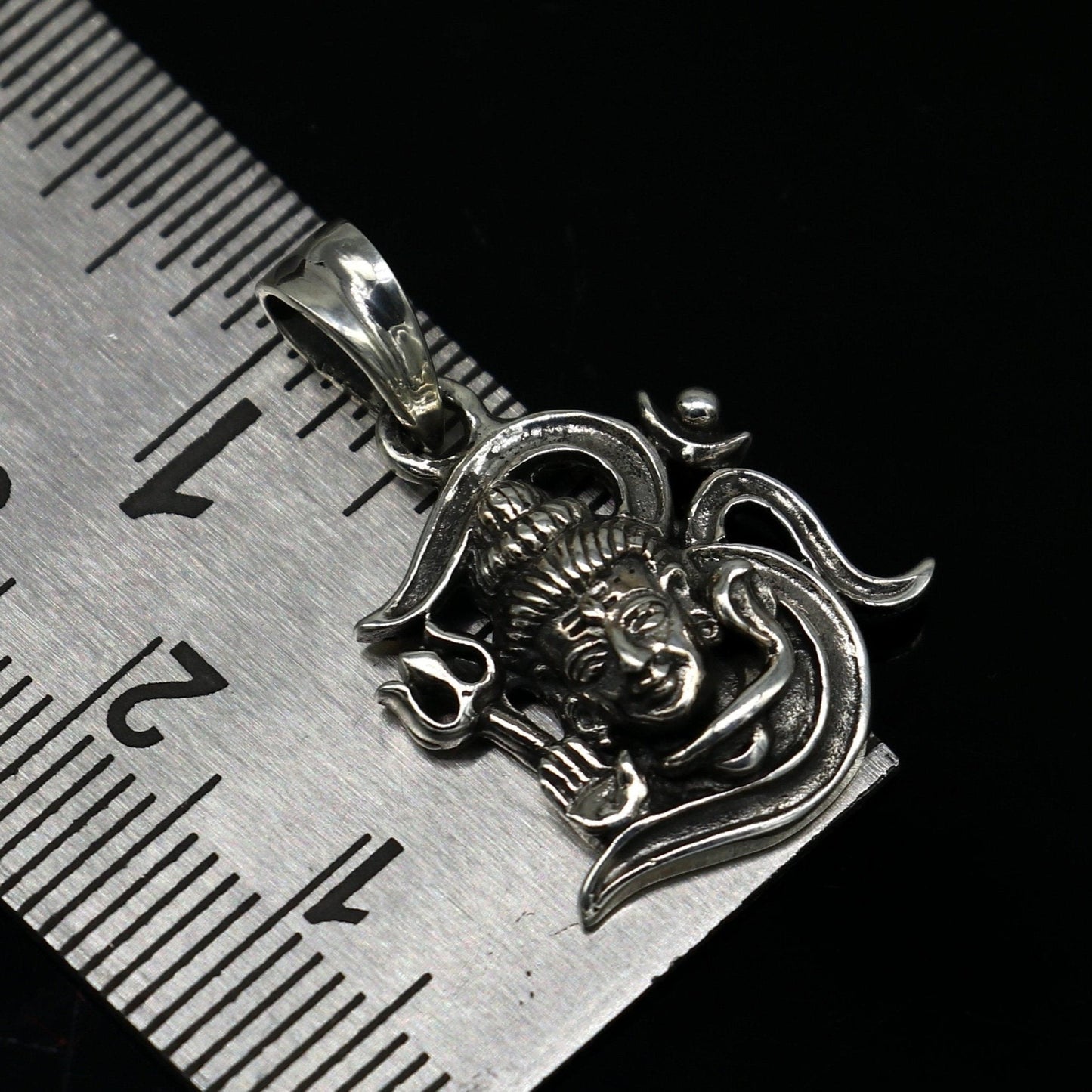 Sterling silver Lord Shiva pendant by Tribal Ornaments, vintage unisex jewelry with intricate design and antique style.