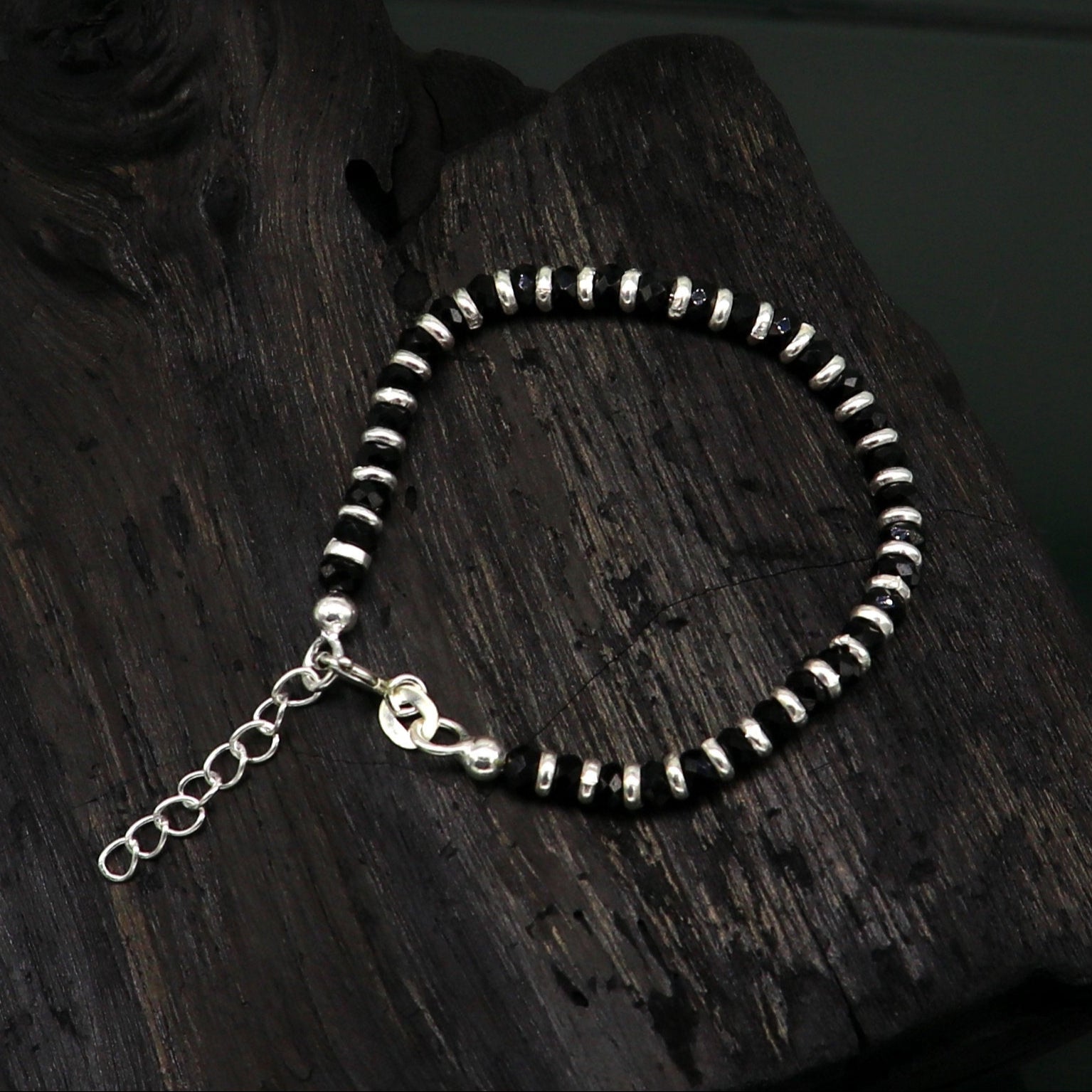 925 sterling silver customized black beaded bracelet, fabulous kids adjustable bracelet, toddlers evil eye bracelet, personalized gift bbr7 - TRIBAL ORNAMENTS